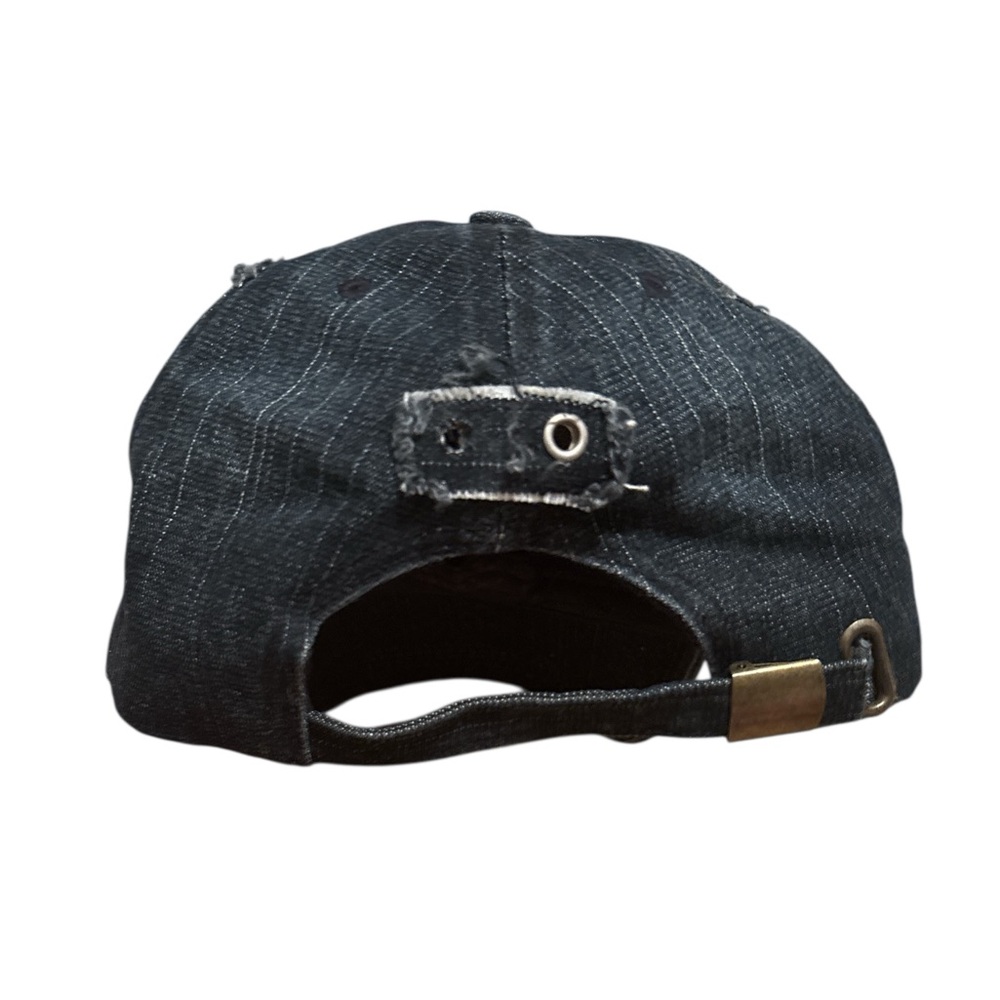 Skull & Studded Black/Blue and Cream Skull Patch Hat - Picture 5 of 6